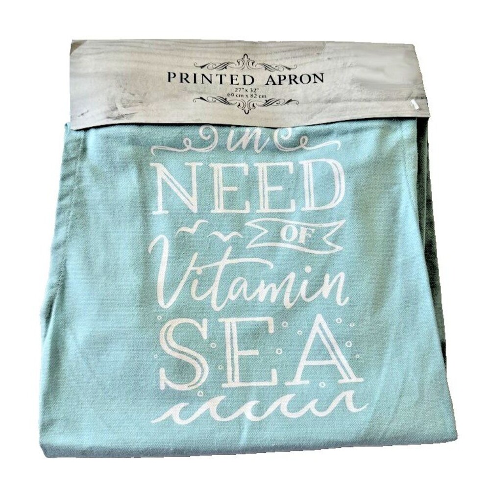 Nantucket Nautical Beach Printed Chef Apron 100% Cotton In Need Of Vitamin Sea
